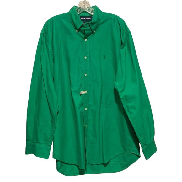 RALPH LAUREN GOLF Shirt M Tilden Button Down Solid Green 100% Cotton - Picture 1 of 16